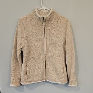 L.L.Bean XS Cream Zip-Up Lambswool Sweater